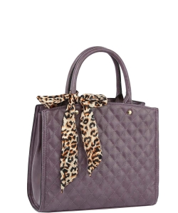 Fashion Quilted Leopard Scarf Satchel QF0031 PURPLE